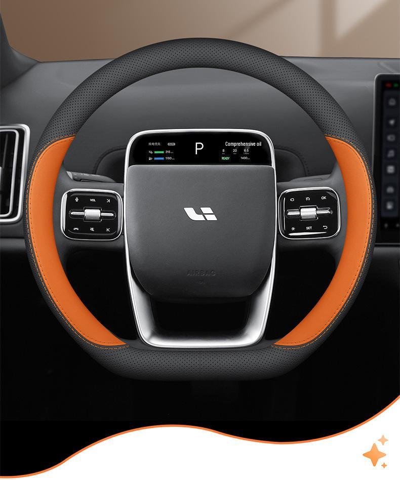 Ultra-Thin Genuine Leather Steering Wheel Cover for Ideal L6/L7/L8/L9 MEGA ONE – Anti-Slip, All-Season