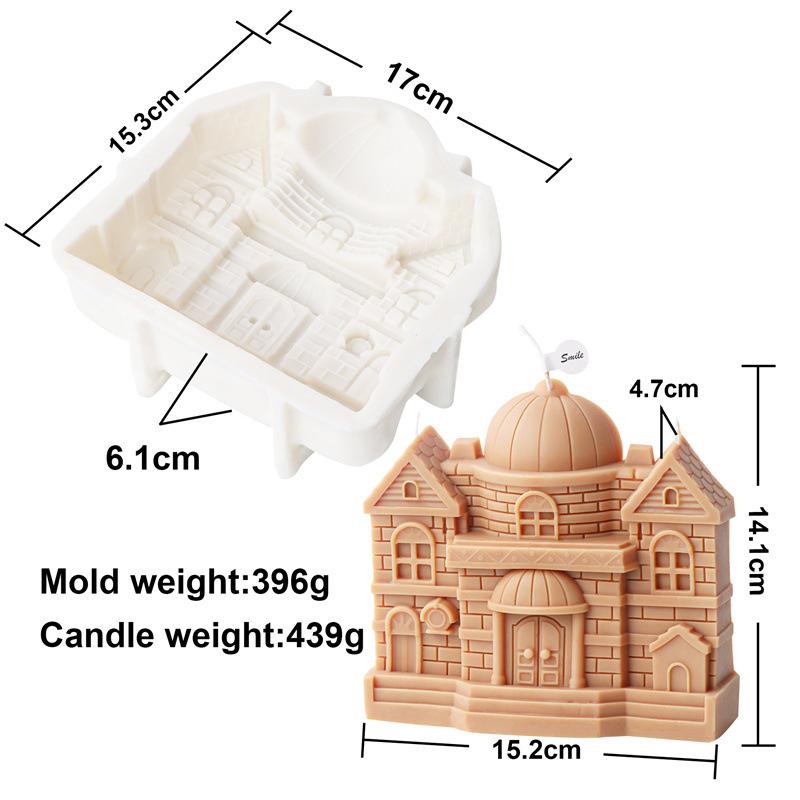 15cm European style castle candle silicone mold house building cake chocolate silicone mold soap mold castle resin gypsum mold
