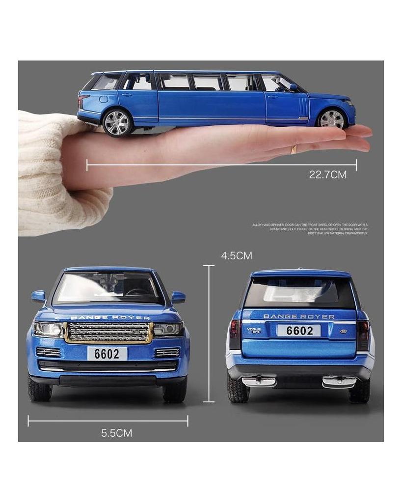 1/32 Scale Land Range Rover Lengthen Diecast Car Model Toy, Pull Back Toy Vehicle with Sound and Light for Kids Toddler Boys Girls Gift Collection