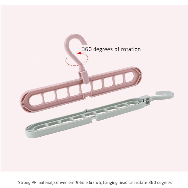 

2 шт., волшебные вешалки с 9 отверстиями для сушилки для одежды, органайзеры, пластиковая вешалка для домашней одежды, вешалка для сушки и хранения одежды Light green Pink