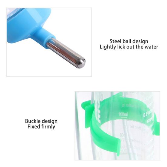 Sticlă de apă pentru hamster de 125/500 ml cu cântar Fântână de băut rezistentă la scurgeri Dozator suspendat Hrănitor automat