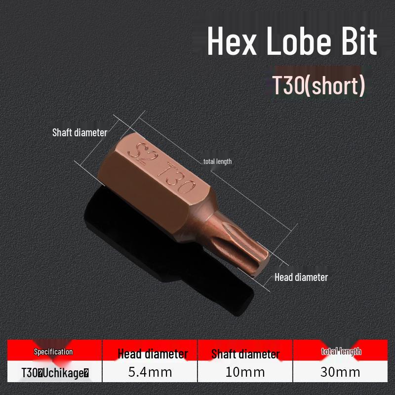 Hexagonal T30 Internal 6-Spline, 12-Point Star Key Socket M10 Tool, T40 Auto Repair.