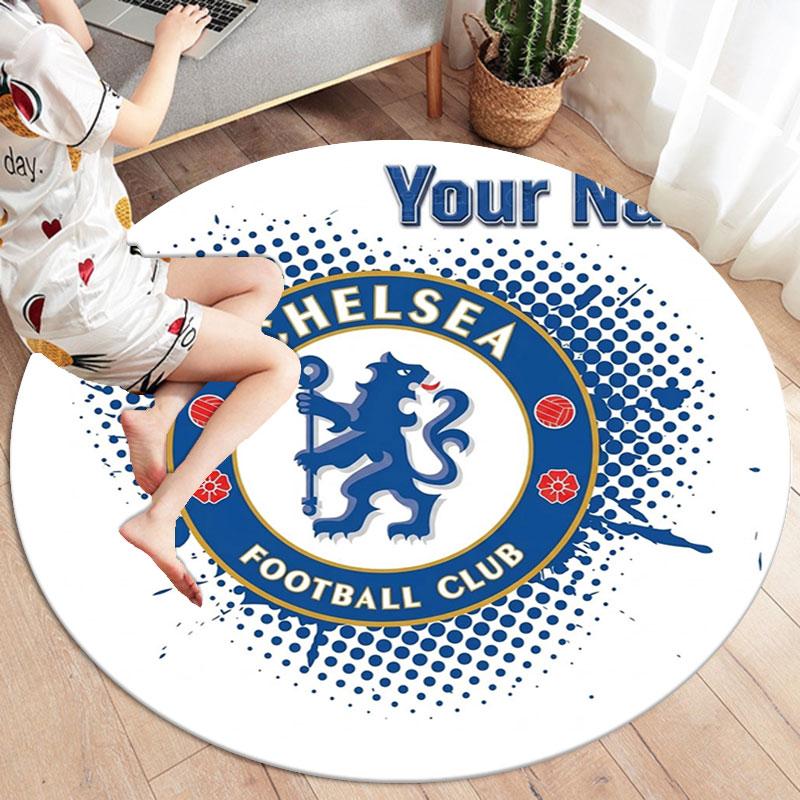 Chelsea F Custom Name Round Area Rug,Carpet Rug for Living Room Bedroom Sofa Playroom Decor,Non-slip Floor Mat