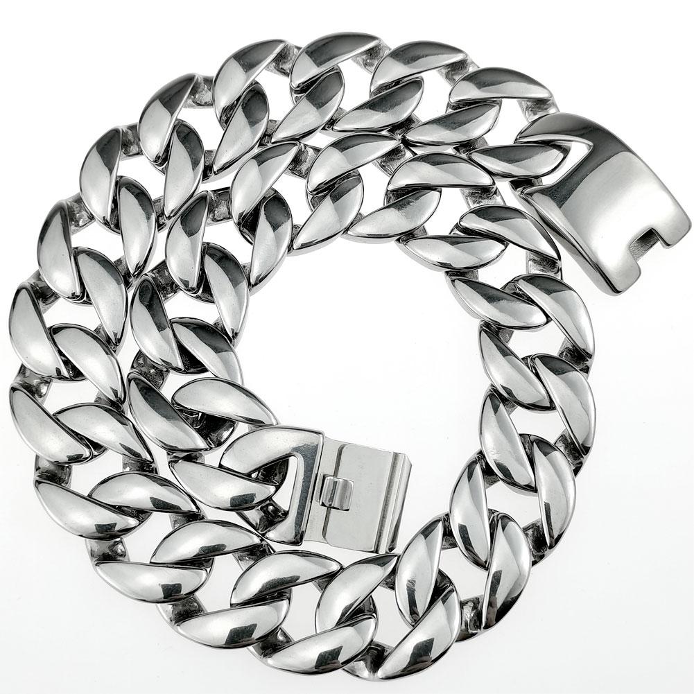 

Полированная цепочка панцирная из нержавеющей стали 316L, ширина 24 мм, массивная, длинная