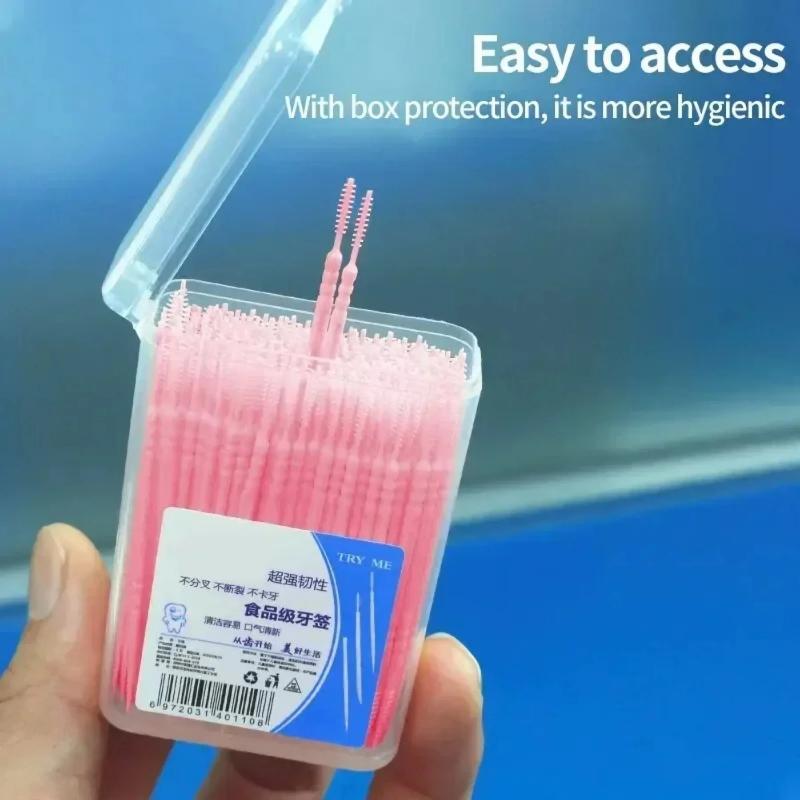 200Pcs High-end Disposable Toothpicks, Ultra-fine Double-head Design, Portable Storage Box for Family Fruit & Oral Cleaning