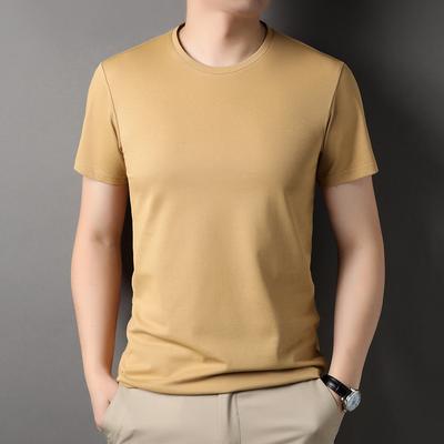 Short-sleeved T-shirt for Men, Summer Wear, Round Neck, Thin Bottoming Containing Mulberry Silk, Fashionable Cotton T-shirt