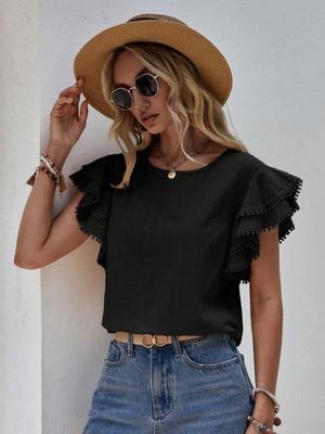 Women Short Sleeve  Soild  Sexy Cute Tee Slim Fit Tight Crop-Top T Shirt