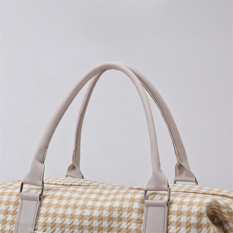 Large Capacity Luggage Bag Canvas Gym Bag Houndstooth Lightweight Storage Bag