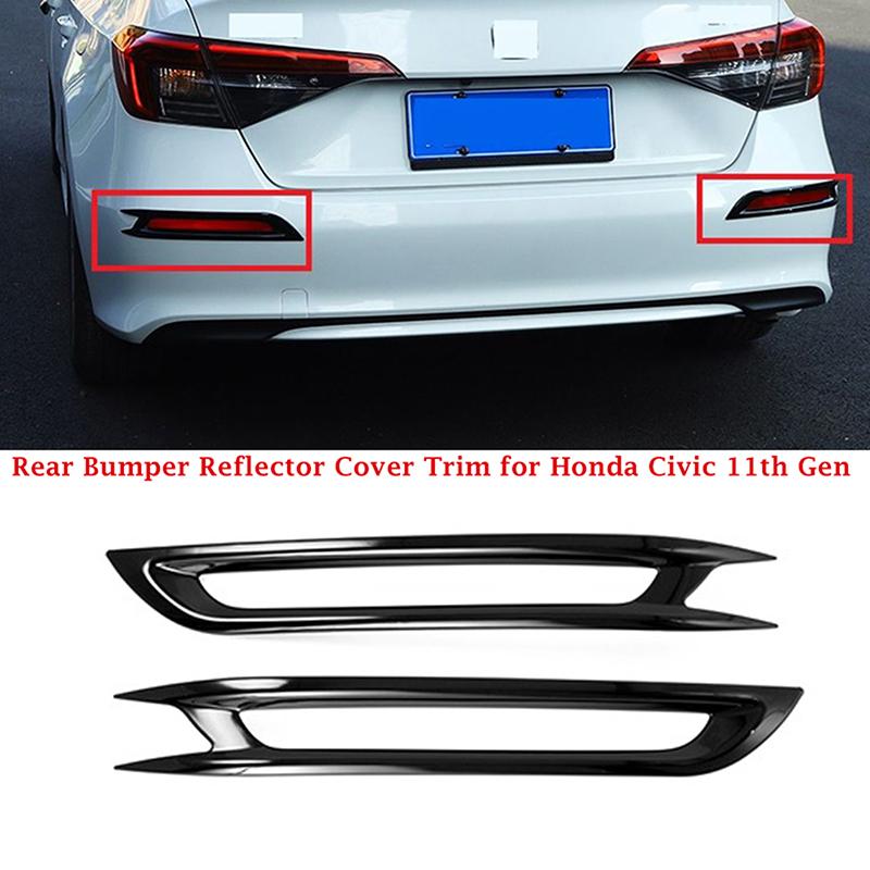 ABS Carbon Fiber Black Rear Tail Fog Light Lamp Panel Frame Decor Cover Trim For Honda Civic 11th Gen 2022-2024 Rear Fog Light Lamp Cover Trim