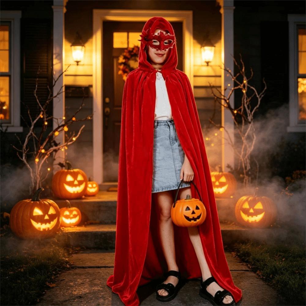 Velvet Medieval Long Cape Conceal Gown Halloween Witchcraft Robe  Medieval Reenactment