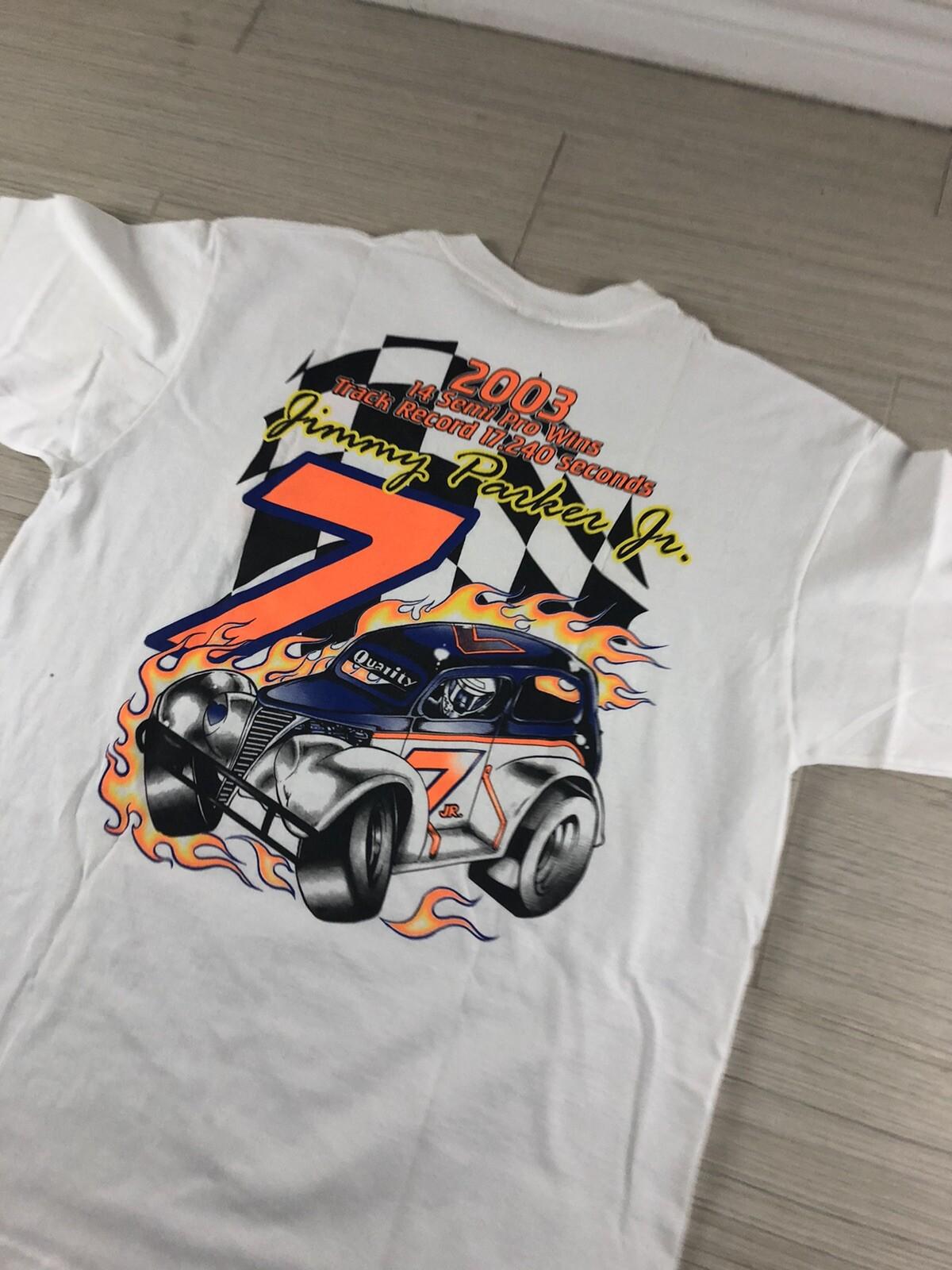 Vtg Race T Shirt Jimmy Parker Jr Size Large White 2003 XL