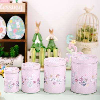 Easter Bunny Iron Storage Box, Candy Gift Packaging Tin Can, Tinplate Storage Bucket, Empty Box