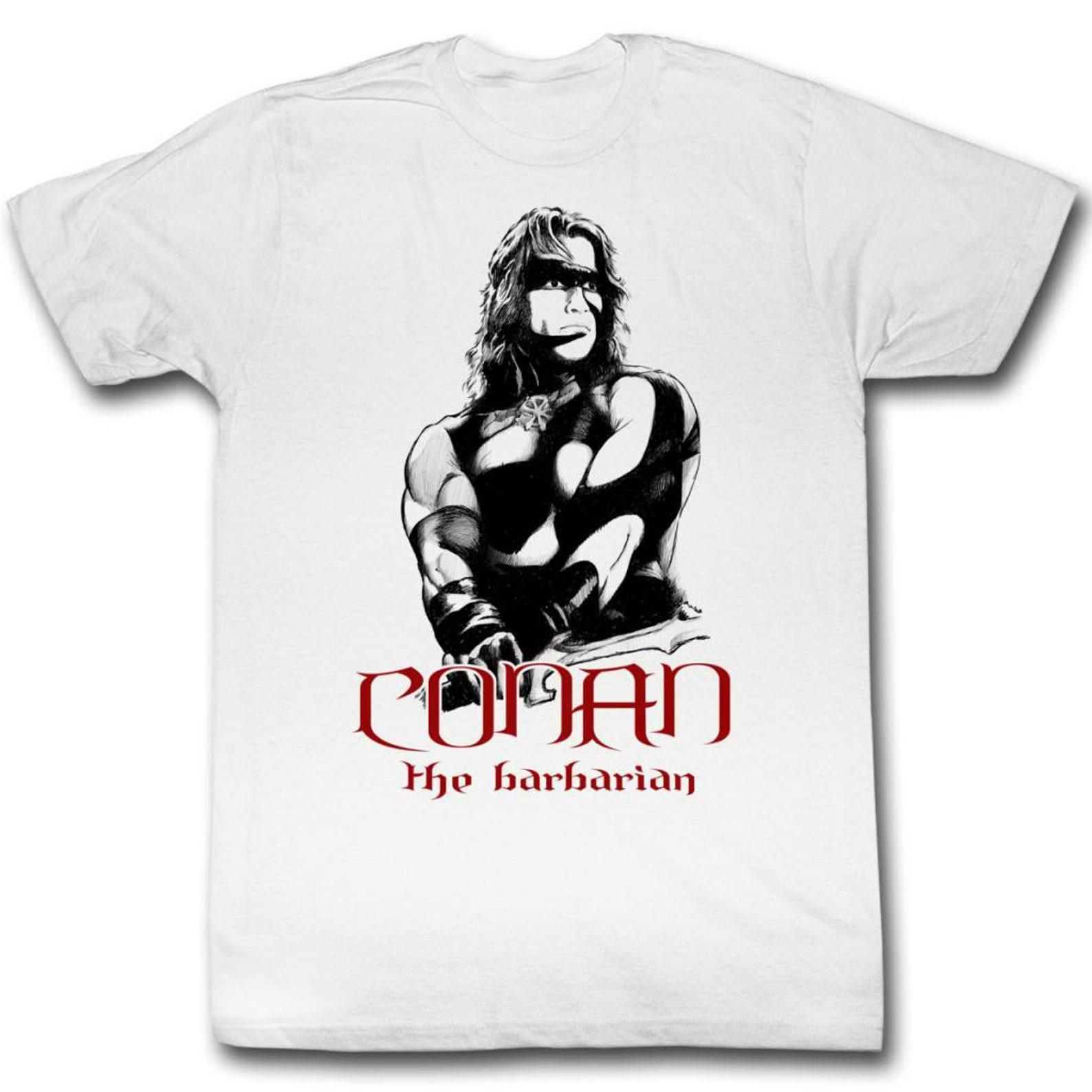 Conan The Barbarian Black And Red White Adult T-Shirt S