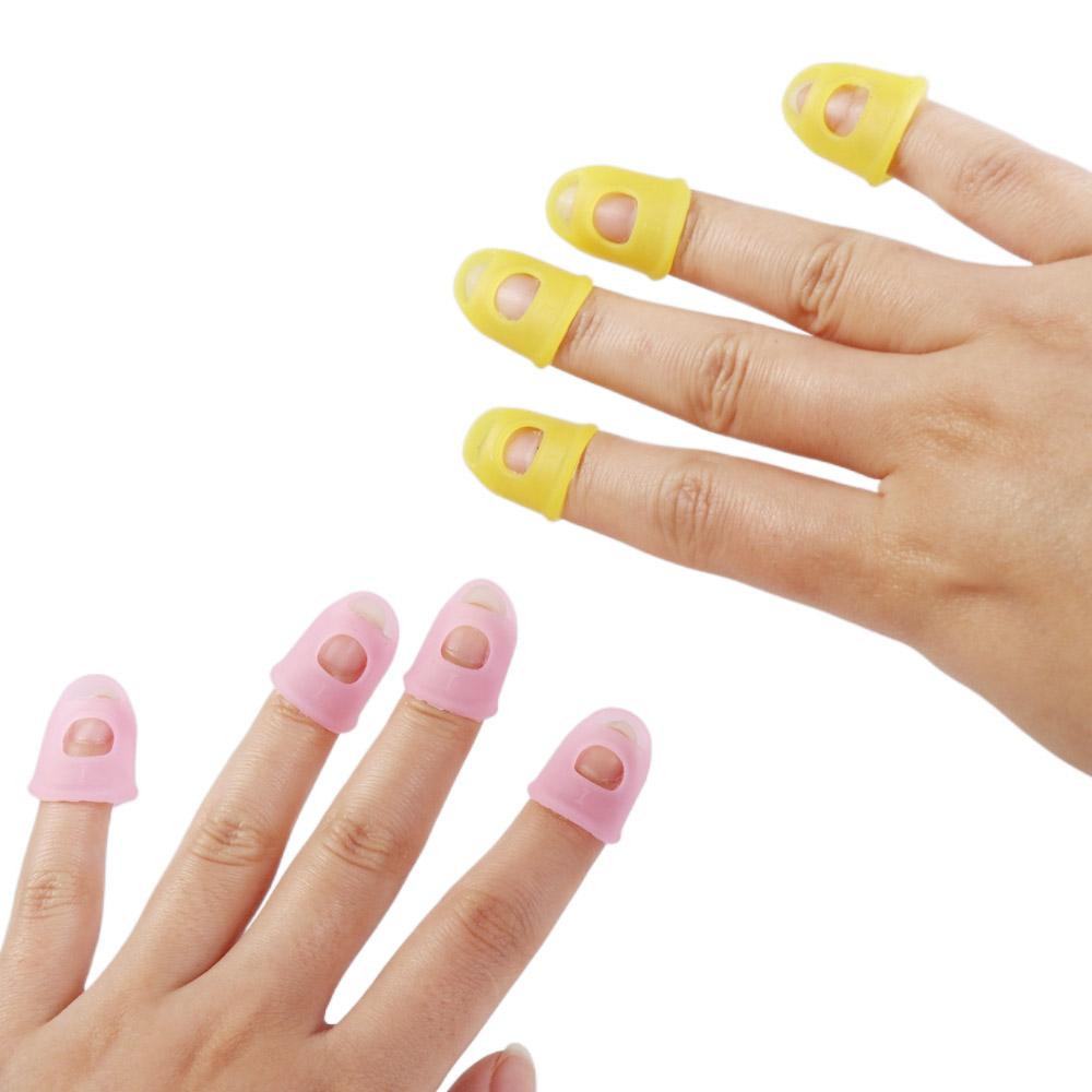 4pcs/set Solid Color Guitar Fingertip Protectors Non-Slip Silicone Finger Guards   Ukulele