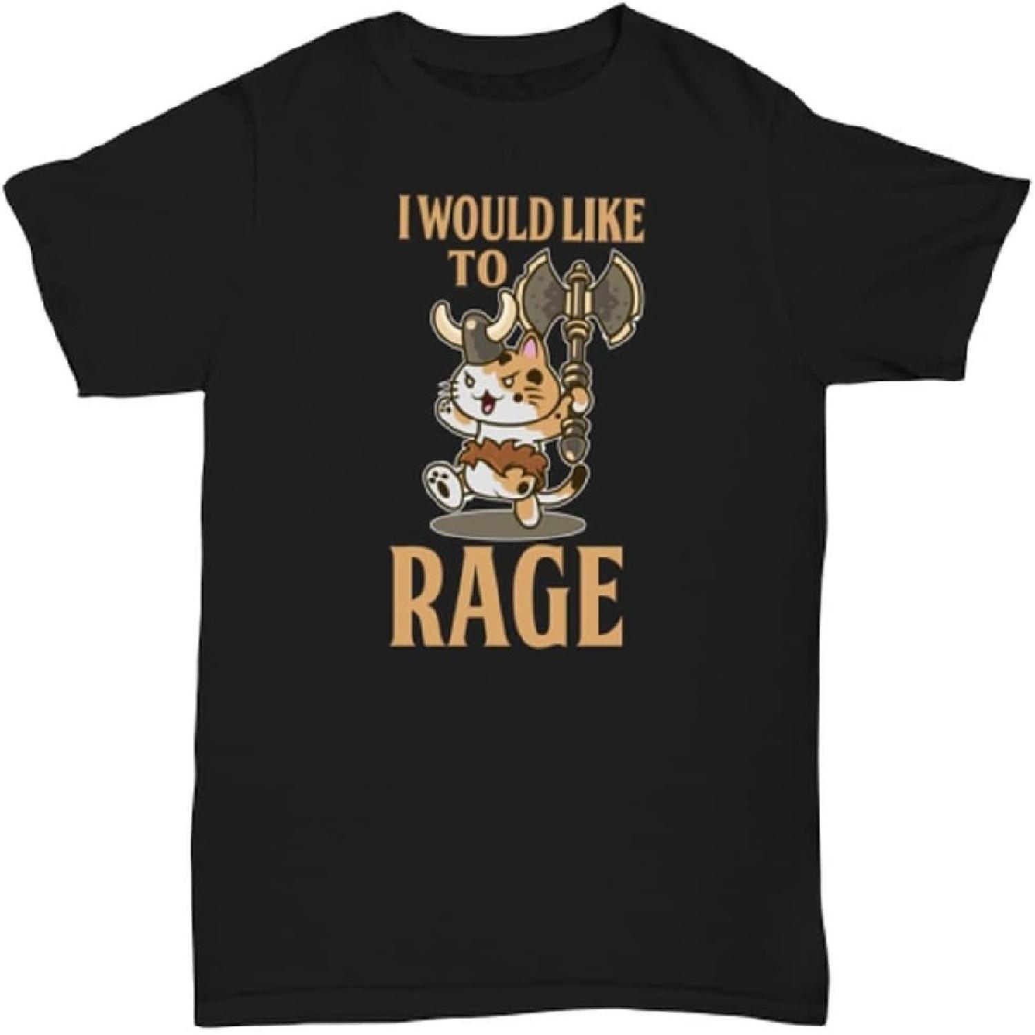 Cat Barbarian Dungeon Dragon Shirt. DND Mug, I Would Like to Rage. Cute Barbarian Classes and Cat Lover S чёрный