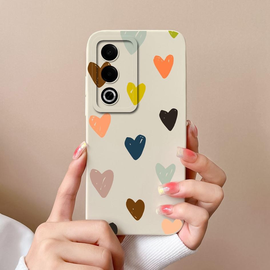 For OPPO A3X A3 Pro Realme 13 Pro Plus 12 Pro+ Case Screen Protector Super Shockproof Slim Silicone Back Cover Pretty Love Heart Bumper Shell For OPPO