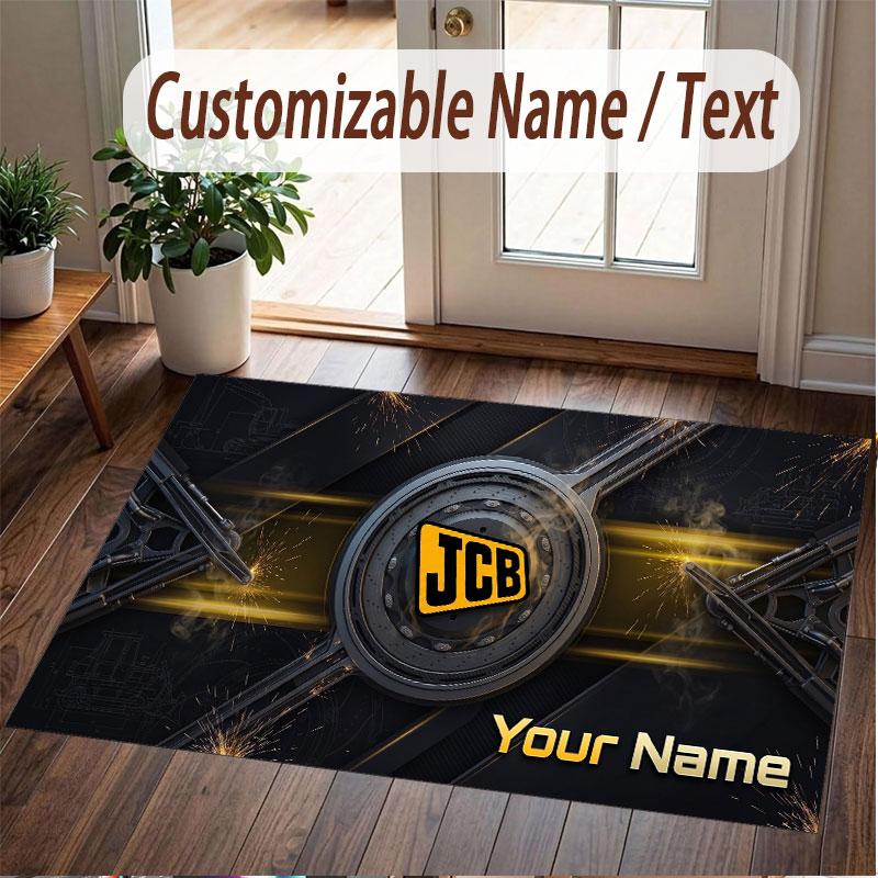 Tappeto Personalizzato Stampa Motivo JCB Nome Testo Morbido Antiscivolo Tappeto per Pavimento per Decorazione Interna della Casa