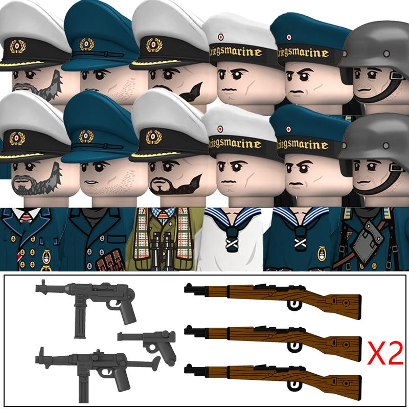 Ungiftige Militär-Zweiter Weltkrieg Deutsche Marine Panzer Truppen Bausteine USA 101. Großbritannien Sowjetunion Soldaten Infanterie Waffen Steine Spielzeug Kinder