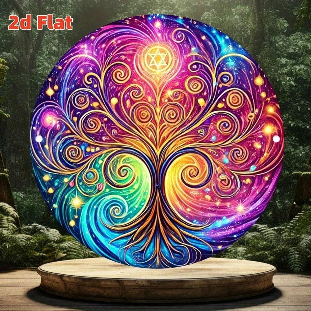 Vintage Metal Wall Art Round Pendant Star Pattern Home Garden Decor
