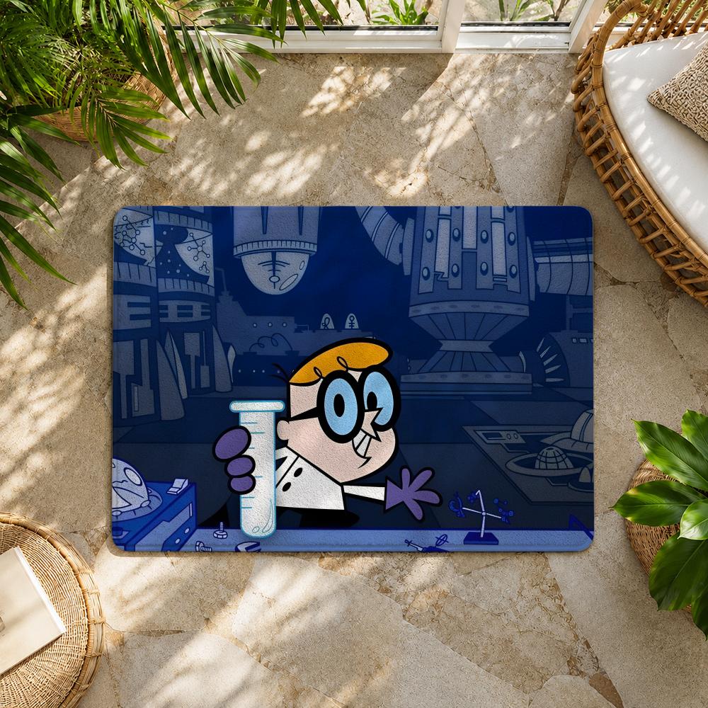 Cartoon D-Dexters Laboratory Good Quality Floor Mat Flannel Rug Non Slip Soft Washable Entryway Hallway Bathroom Kitchen Decor
