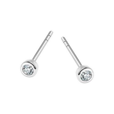 Small Silver Earrings with White Cubic Zirconia - Kdk6054