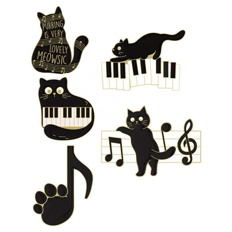 5-teiliges Set schwarze Katzen-Emaille-Broschen Kreative Rucksack-Modepins