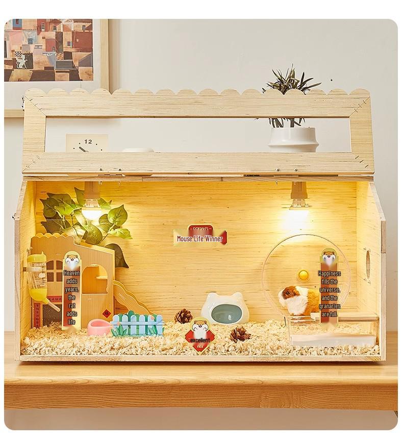 Set de Villa de Lujo para Hámster: Jaula, Nido, Caja de Cría y Escondite para Hámsteres Dorados