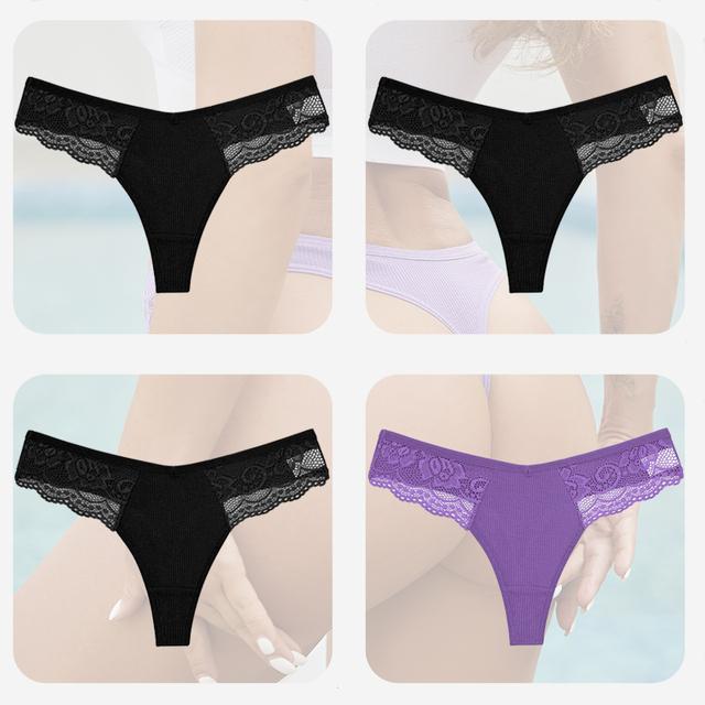 FINETOO Women Sexy Panties Lace thong Briefs Underwear for Female Intimates Lingerie Sexy Pantys Perspective Floral Plus Size Panties