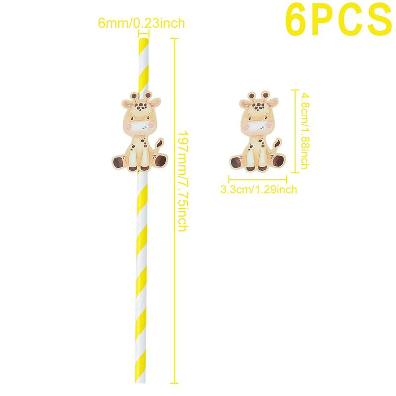 6pcs Animal Paper Drinking Straw LIon Tiger Jungle Birthday Party Forset Safari Party Supplies Kids Wild One Birthday Decoration