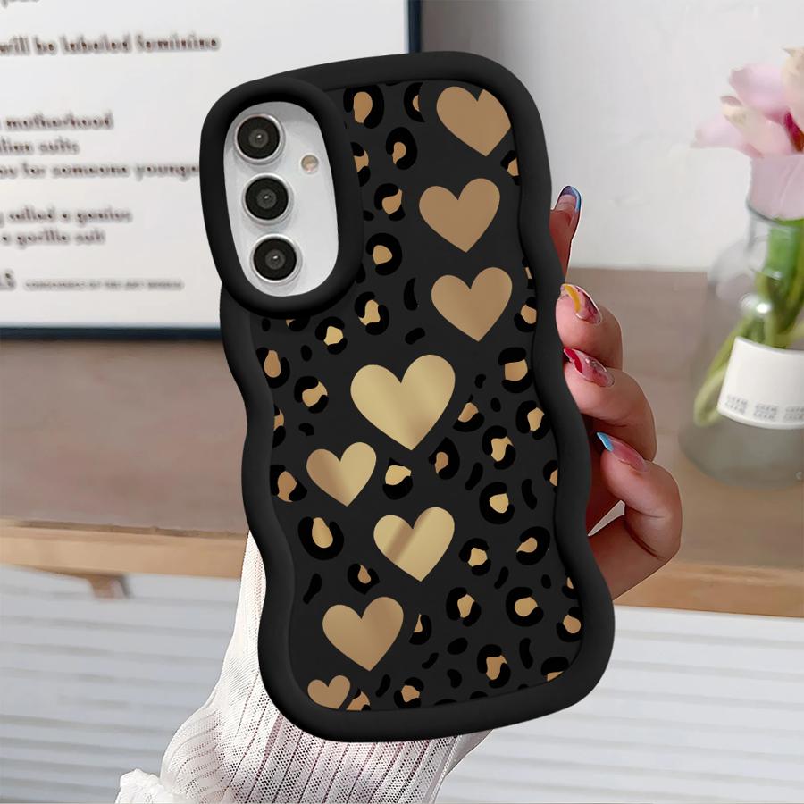 Case for Samsung Galaxy A21s A52 A11 A15 A13 A16 A14 A12 Soft Phone Cover A22 A53 A23 A04 A06 A05 A33 A03 Leopard Love Star