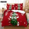 Red Christmas Duvet Cover Set King Queen Size for Single Double Bed Linens Quilt Comforter Pillow Case 3D Full Twin 3PCS 2PCS