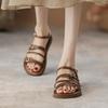 2025 New Summer Women Shoes Open Toe Sandals Genuine Leather Casual Gladiator Retro Sandals Low Heel Shoes Real Leather Shoes
