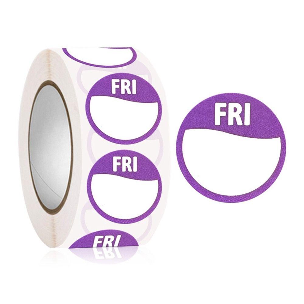 New Paper Week Stickers 500 Pcs Self-Adhesive Date Stickers Food Containers Round Food Packaging Dots Label Kitchen