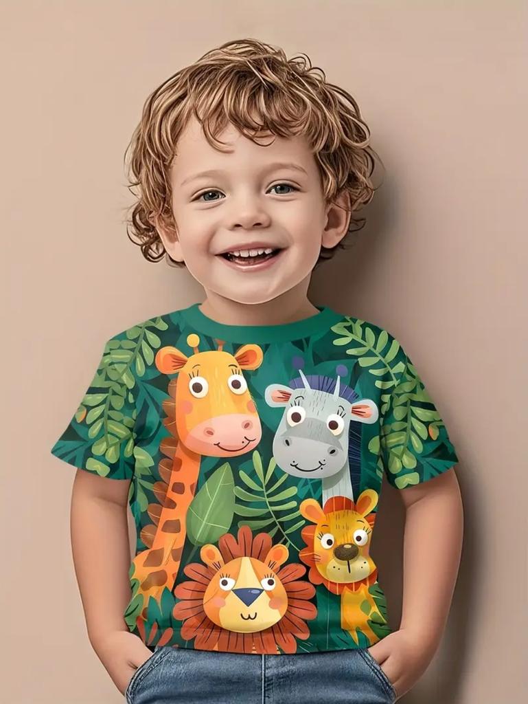 Funny Children's T-Shirts Dinosaur Pattern 3D Print Casual Cartoon Short Sleeved T-Shirts Outdoors Cute T-Shirts for Children