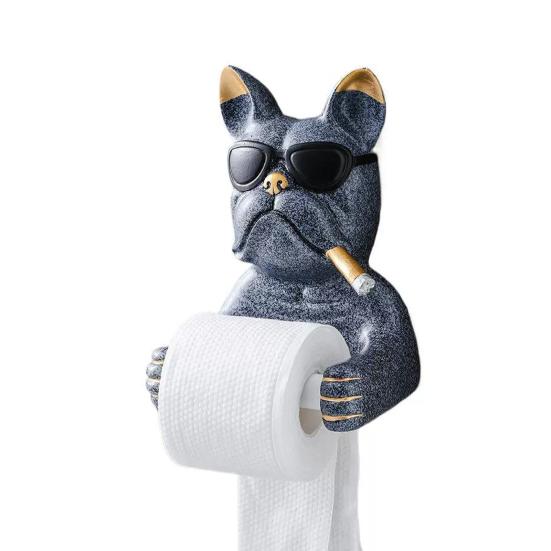 

Держатель для бумажных полотенец Скульптура собаки Мультяшный дизайн животного Настенный туалетная бумага серый