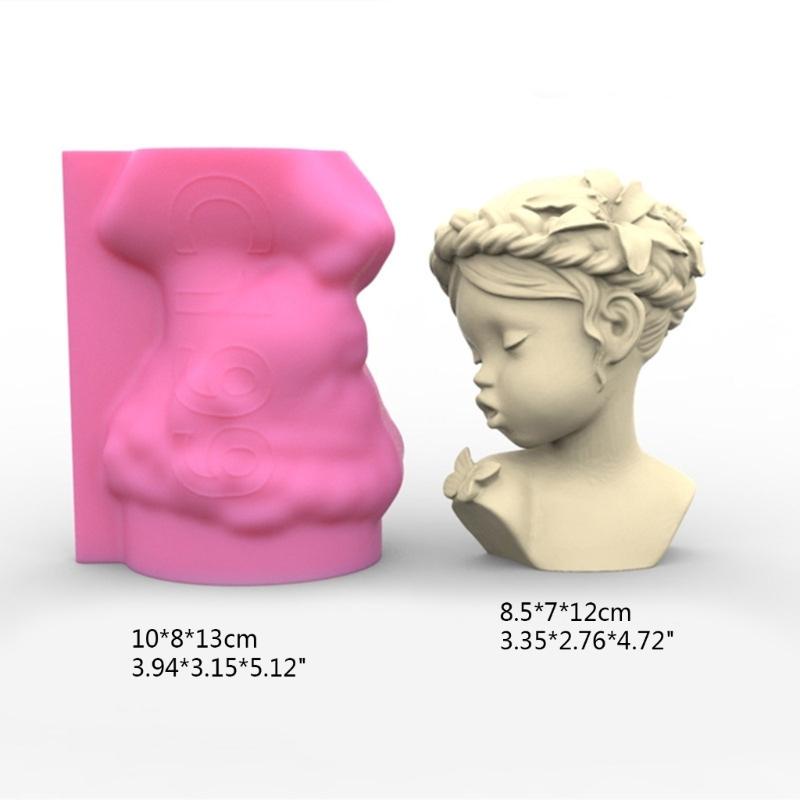 Female Body Candle Silicone Mould Shy Butterflies Girls Plaster Silicone Mold Portrait Ornament Mold for DIY Crafts