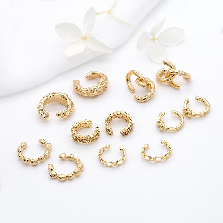 14K Gold Plated Pure Copper Ear Cuff: No-Piercing, Simple, Elegant Jewelry for Women