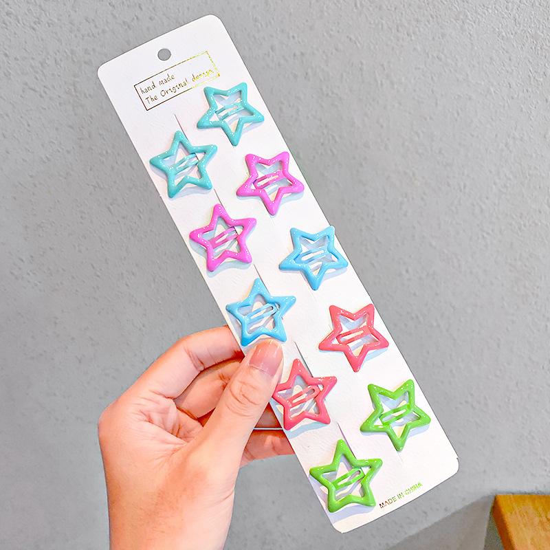 10PCS New Fashion Girls Colorful Star Waterdrop Shape Cute Hairpins Kids Sweet Hair Ornament Clip Barrettes Hair Accessories