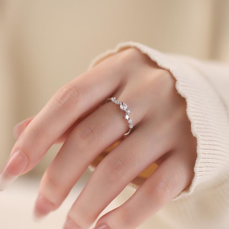 

Delicate Star Earth Open Ring For Women Micro Paved Zircon Minimalist Chic Index Finger Band Unique Gift For Best Friend opening adjustable