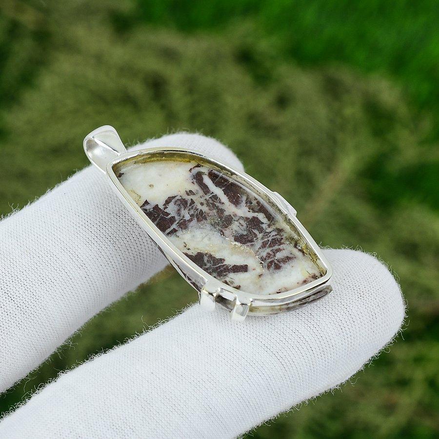925 Silver Marquise Natural Coconut Jasper Anniversary Daughter Pendant Jewelry