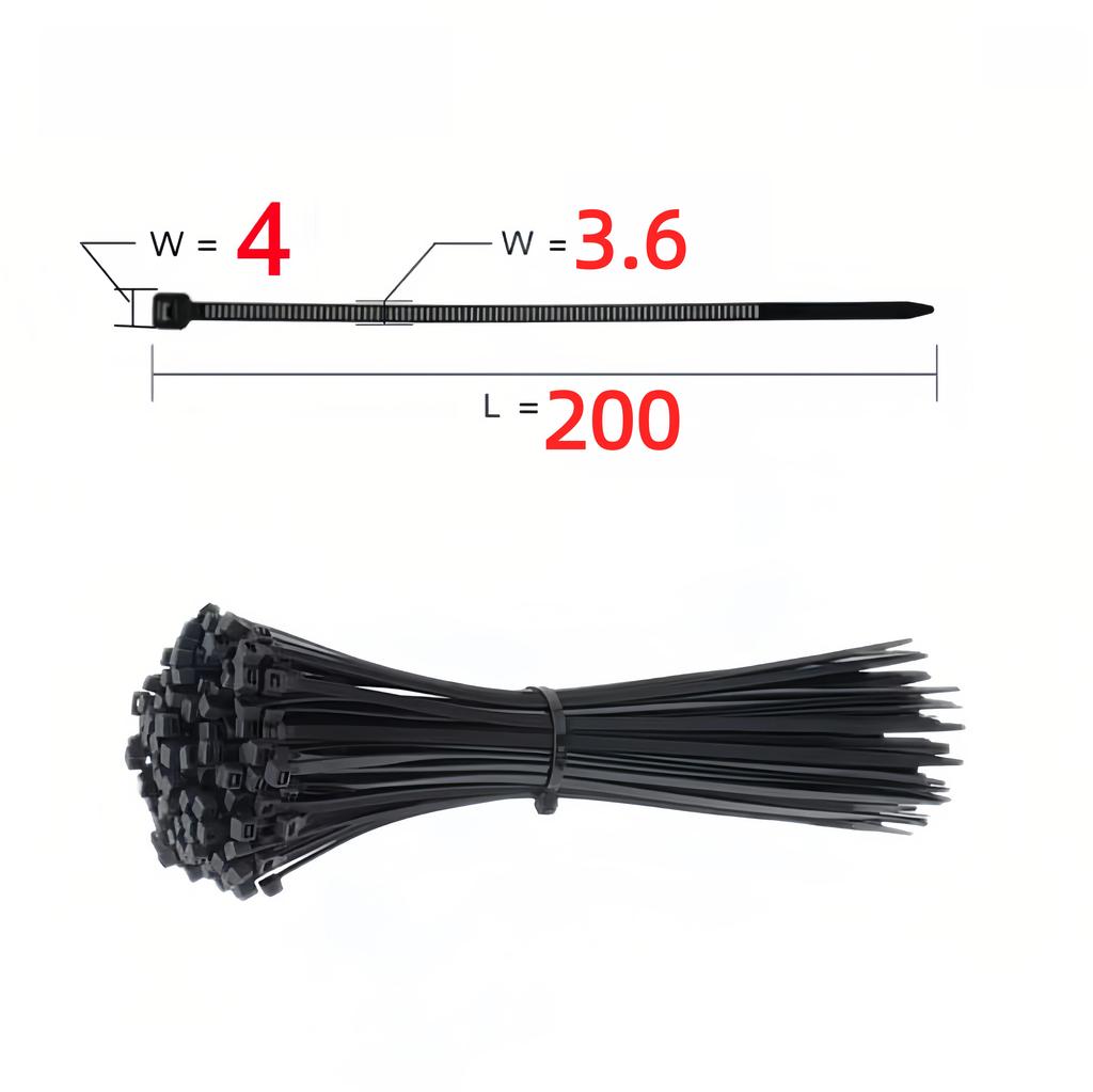 100 Black Nylon Cable Ties, High Tensile Strength, Uv Resistant, Fastening Loop Ties, Self-Locking, Suitable For Home And Office Wire Management