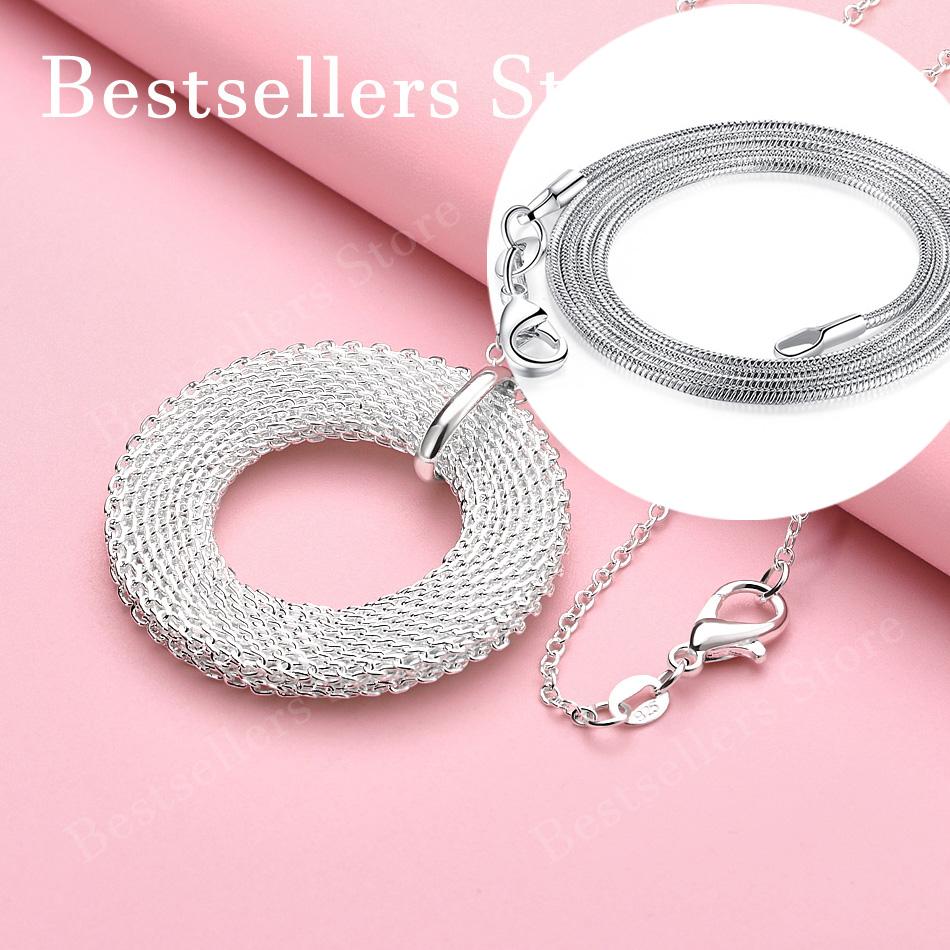 925 sterling silver 16-30 inch exquisite round woven pendant necklace, women's jewelry party gift, fashionable wedding