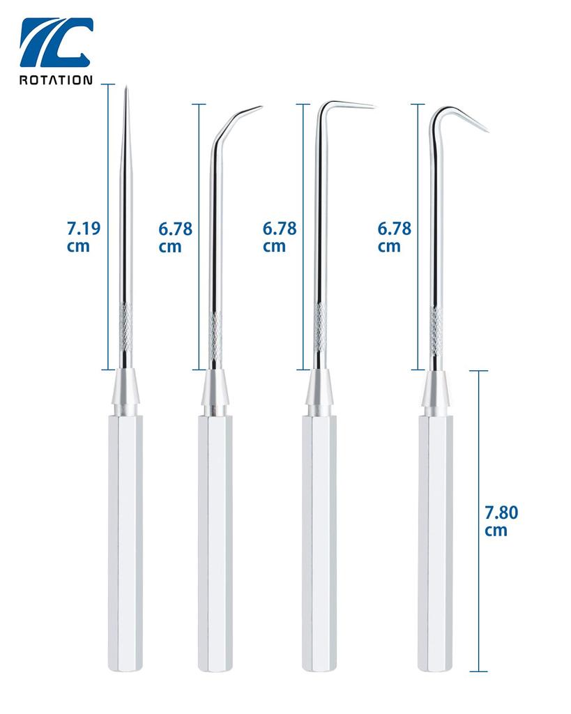 ROTATION 4-teiliges Haken- und Ahlen-Set für Automatikgetriebe, Aluminiumgriffe, -beständige Griffe, Griffe aus CR-V-Stahl