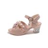 Girls' Summer Sandals with Rhinestone Butterflies, Children's Fashionable High Heels, Versatile Princess Style