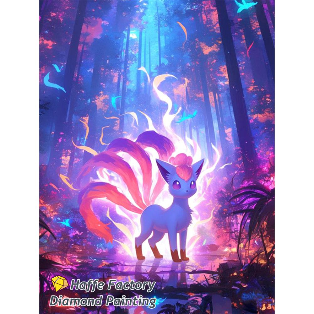 Fantasy-Wald Pokémon DIY 5D Diamantmalerei Glumanda Bisasam Evoli Pummeluff Kunst Mosaik Kreuzstich Zimmerdekoration