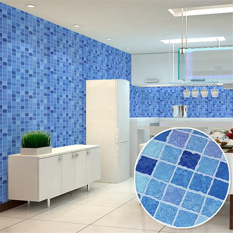Self-Adhesive Waterproof Mosaic Tile Stickers Wallpaper Kitchen Backsplash Bathroom Cabinets Oil-Proof Renovation Film