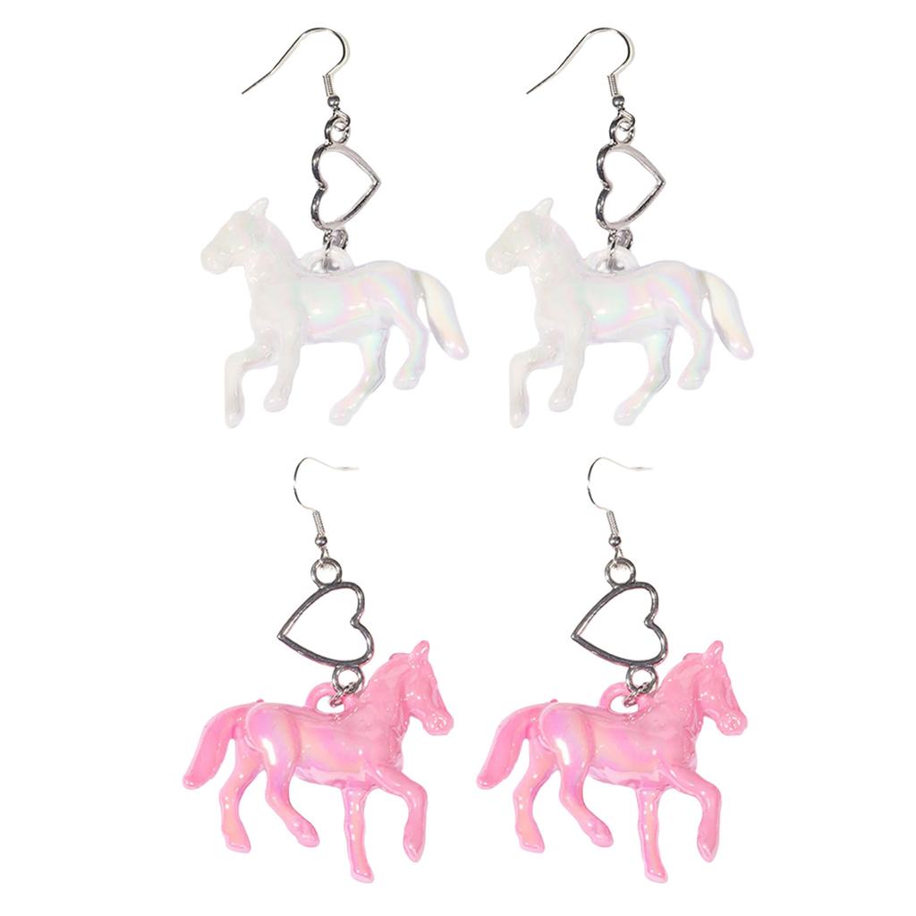 Cercei Dulci Ponei Unicorni Colorat Acrilic Animal Inimă Cercei Atârnători Accesoriu Moda Studențească Bijuterii pentru Urechi