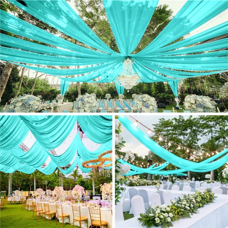 1 pezzo Tende da soffitto colorate per matrimonio Decorazione Tenda in chiffon lucido Drappeggio per cerimonia all'aperto di matrimonio Decorazione per feste