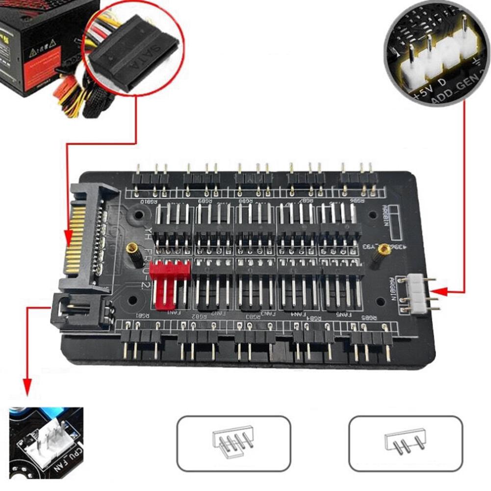4Pin PWM & 5V 3Pin ARGB Cooler Master Multi Way Splitter 10/16 Hub ARGB&PWM HUB 2-in-1 Expansion Box Fan Controller Hub Splitter