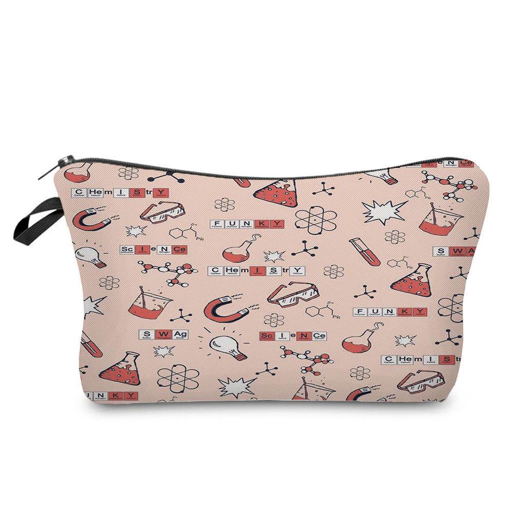 Women Chemical Physics Formulas Print Cosmetic Bag Toiletries Organize Travel Storage Case 6768